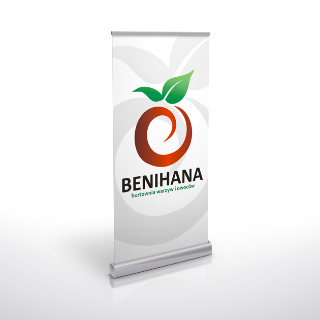 Opracowanie grafiki na rollup dla hurtowni owoców Benihana w Łomży