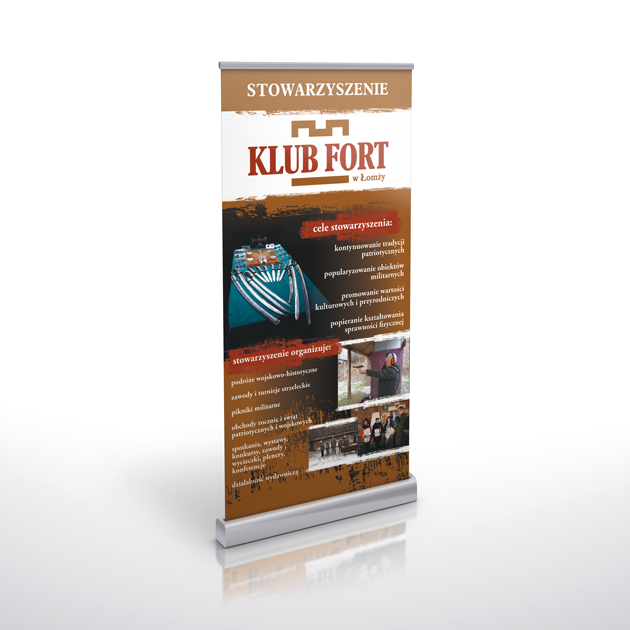 Opracowanie grafiki na rollup dla Klubu Fort w Łomży
