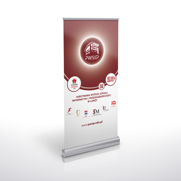 Opracowanie grafiki na rollup dla PWSIiP w Łomży