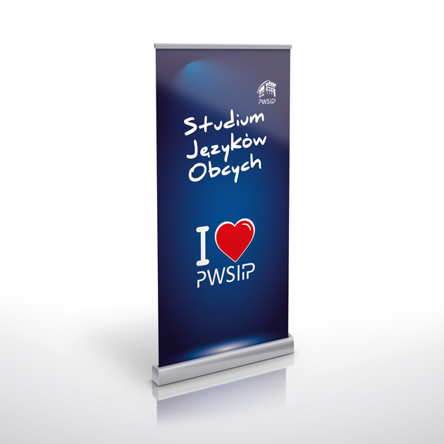 Opracowanie grafiki na rollup dla Studium Języków Obcych w Łomży